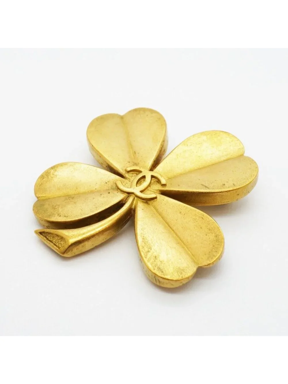 Chanel Vintage CC Logo Gold Plated Brooch